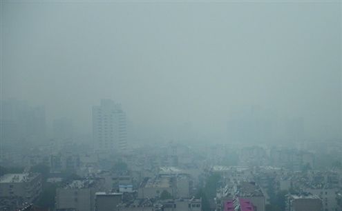 昨日，省城的能见度很低，城市建筑被笼罩在雾霾之中　记者傅琪媛摄
