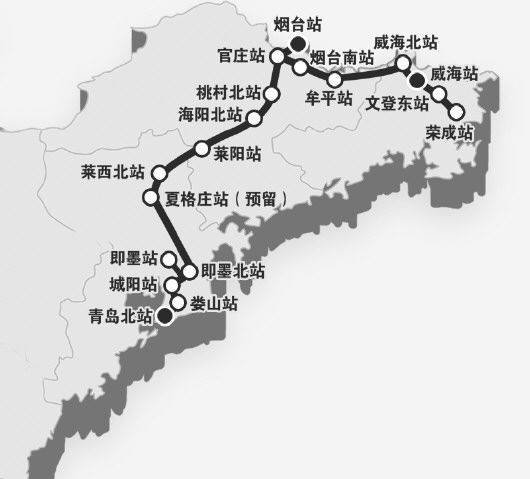 青荣城际铁路走向示意图